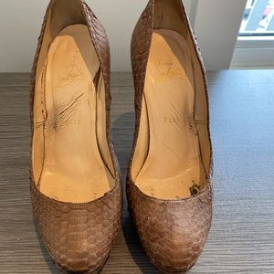 Christian Louboutin Python platform pumps